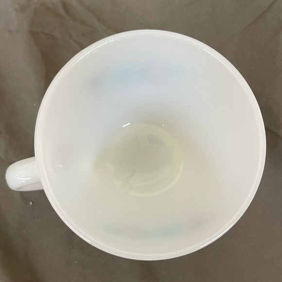 Vintage Fire King Oven Ware Milk Glass Bonnie Blue Carnation Cup and Saucer Set - Picture 6 of 8